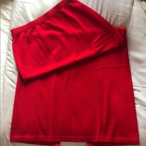 Red knit St. John maxi coordinate